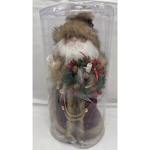 Kurt Adler 10 in. 10-Light Burgundy and Brown Santa Tree Topper Damage Box New